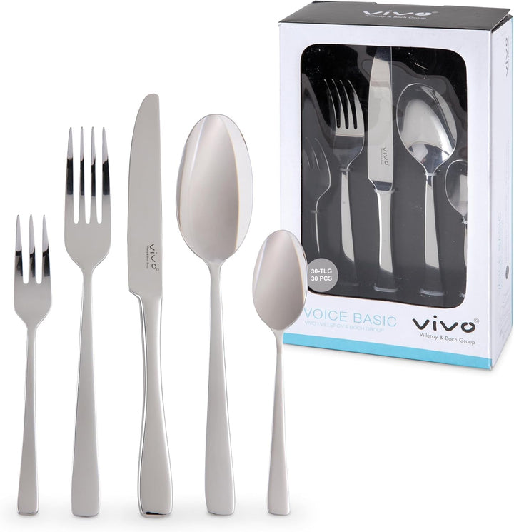 vivo by Villeroy und Boch Group - Voice Basic Tafelbesteck, 60-tlg., für bis zu 12 Personen, Edelsta