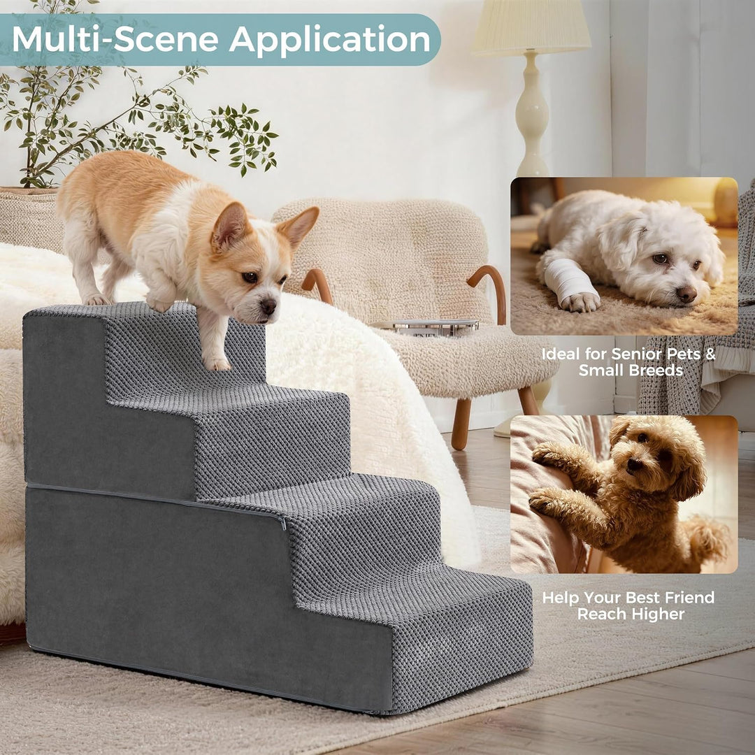 Hundetreppe &amp; Rampe für hohes Bett &amp; Sofa, 33-61 cm abnehmbare Haustiertreppe für kleine &amp; mittlere