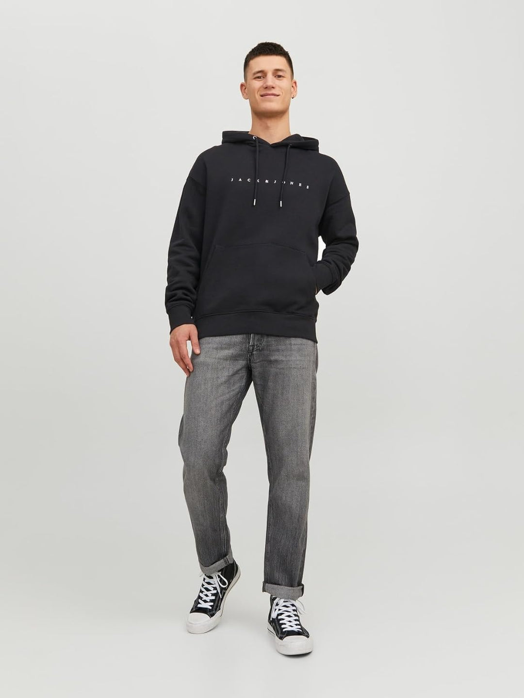 JACK & JONES Herren Hoodie Kapuzenpullover JJESTAR JJ Sweat Hood - Relaxed Fit XS Schwarz, XS Schwar
