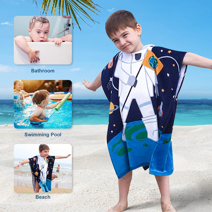 Badeponcho Kinder 100% Baumwolle Kinderhandtuch Poncho Kinder Badetuch Handtuch mit Kapuze Strandtüc
