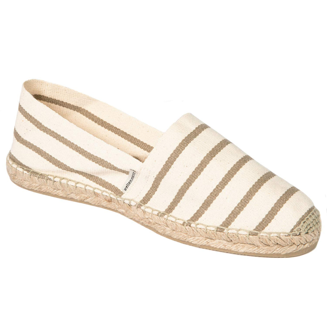 WELTENMANN gestreifte Herren Slip-on Espadrilles aus Baumwolle mit Schuhbeutel, 41-46, Handmade in S