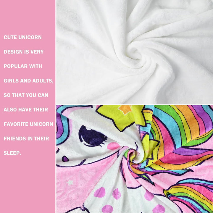Einhorn Decke Kuscheldecke Flanell Kinder Rosa Kuscheldecke für Mädchen, Weiche Wohndecke Geburtstag