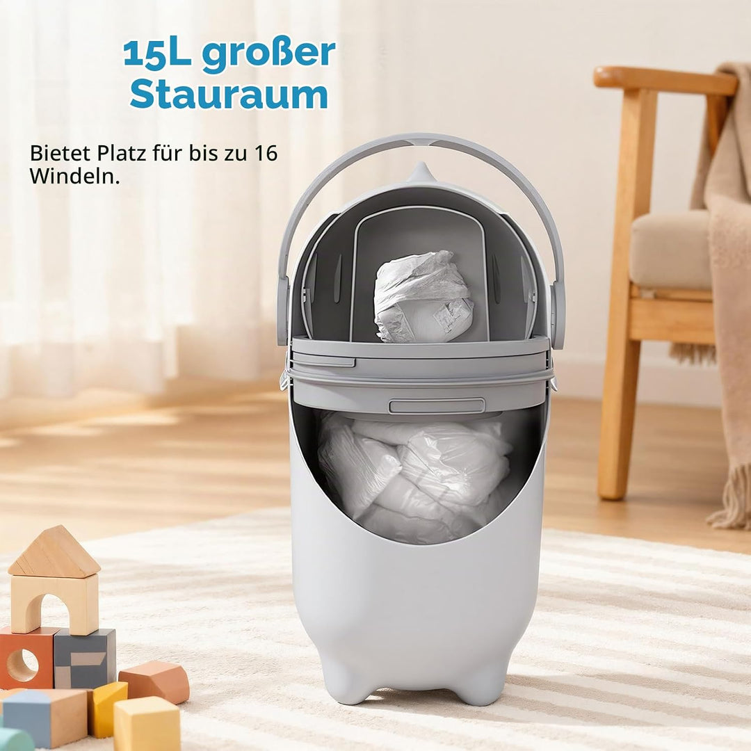 Windeleimer mit luftdichtem Deckel, geruchsfreier Windeleimer, 15 Liter/4 Gallonen-Abfalleimer für K