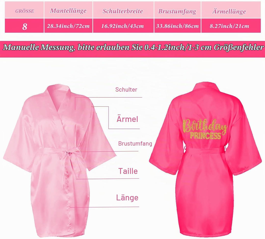 7 Stück Mädchen Geburtstags-Roben, Spa Partys Prinzessinnen-Robe, Satin-Kimono-Robe für Mädchen und
