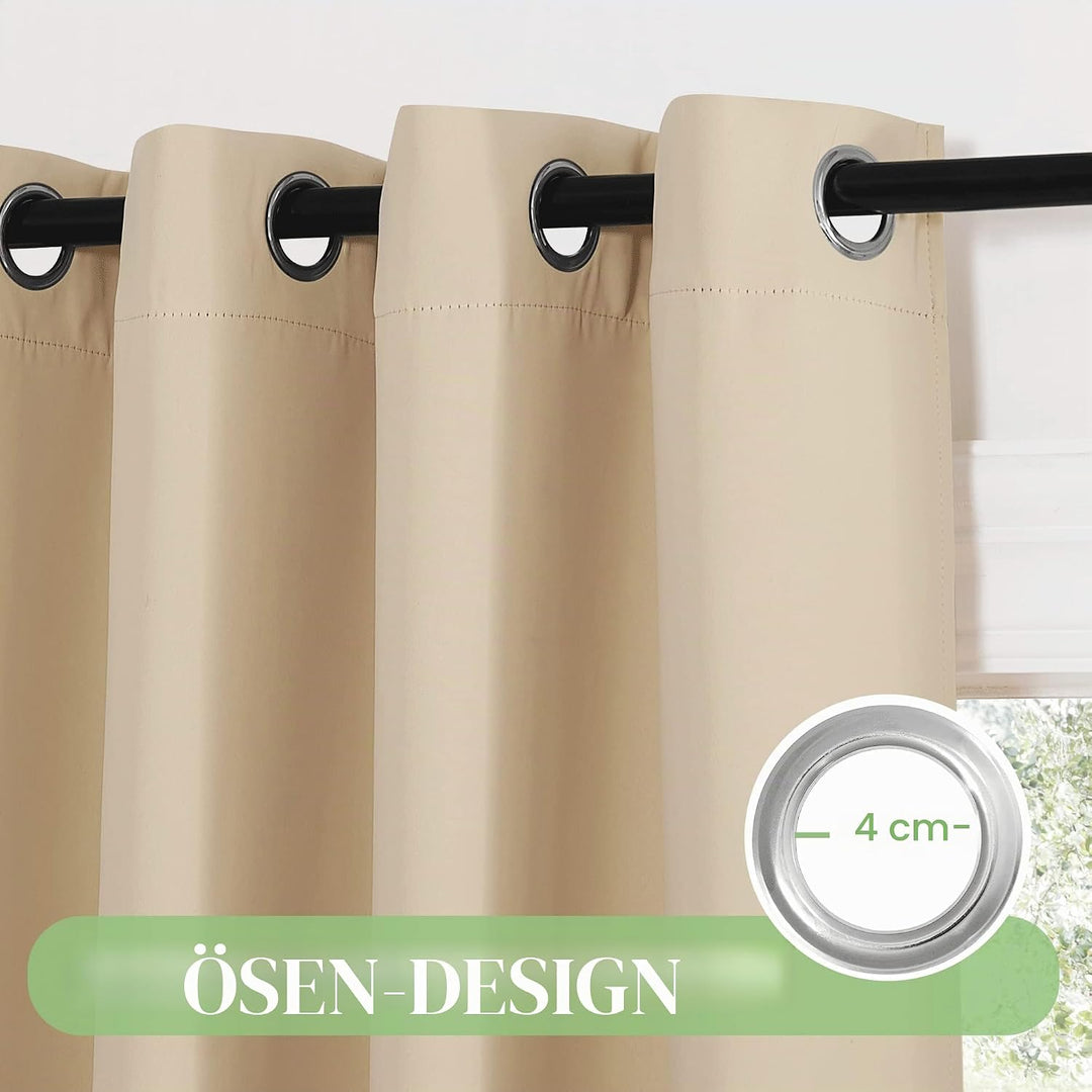 KGORGE Vorhang Beige Blickdicht Extra Breite Gardinen Wohnzimmer 2er Set 245 x 200 cm(HxB) Verdunklu
