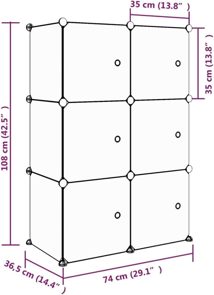 vidaXL Kinderschrank Modular mit 6 Würfeln, Regalsystem mit viel Stauraum, Würfelregal mit Stahlrahm