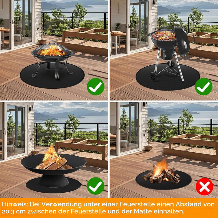 Rund Feuerfeste Unterlage, ZoneYan Feuerfeste Matte für Grill, 90cm/36″, Feuerstellenmatte, Brandsch