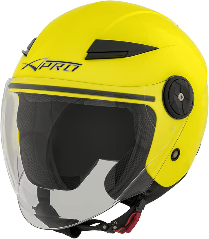 A-Pro Lange Visier Motorradhelm City Jet Roller Zertifikat ECE 22 Fluogelb S