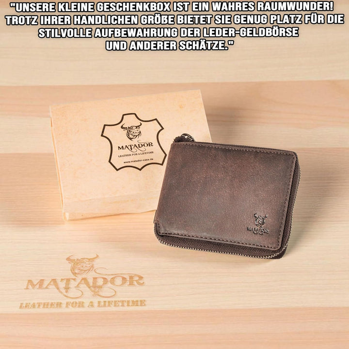 MATADOR Geldbörse Männer Leder #BADALONA mit edler Geschenk Box, Elegante Ledergeldbörse Männer mit