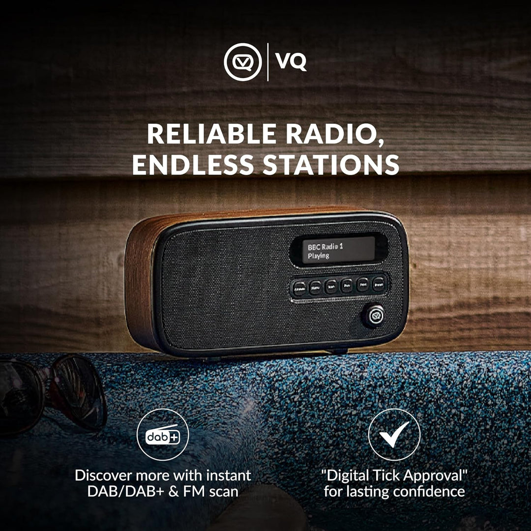 VQ Dexter Radio DAB Plus/DAB mit FM, 3 Watts Stereo Lautsprecher und LCD Bildschirm - Batteriebetrie