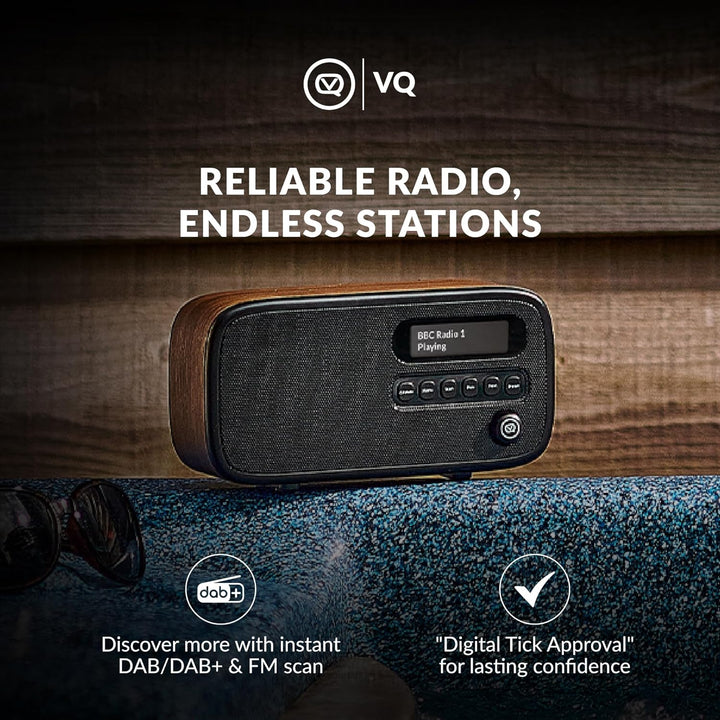 VQ Dexter Radio DAB Plus/DAB mit FM, 3 Watts Stereo Lautsprecher und LCD Bildschirm - Batteriebetrie