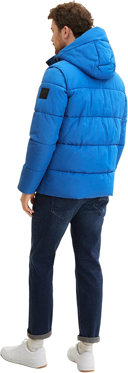 TOM TAILOR Herren puffer jacket with hood M 19168 - Hockey Blue, M 19168 - Hockey Blue