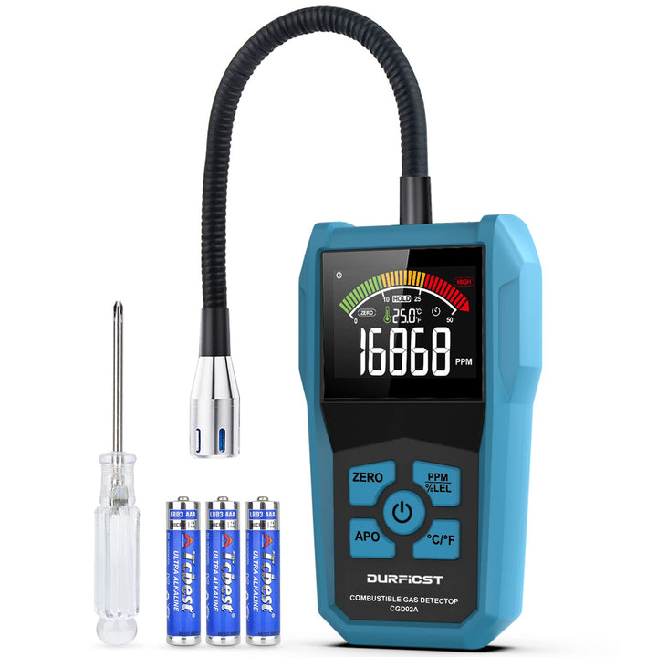 Gaslecksuchgerät, DURFICST Tragbarer Gasmelder Erdgas, Alarmierbarer Gas Detector zur Messung von Er
