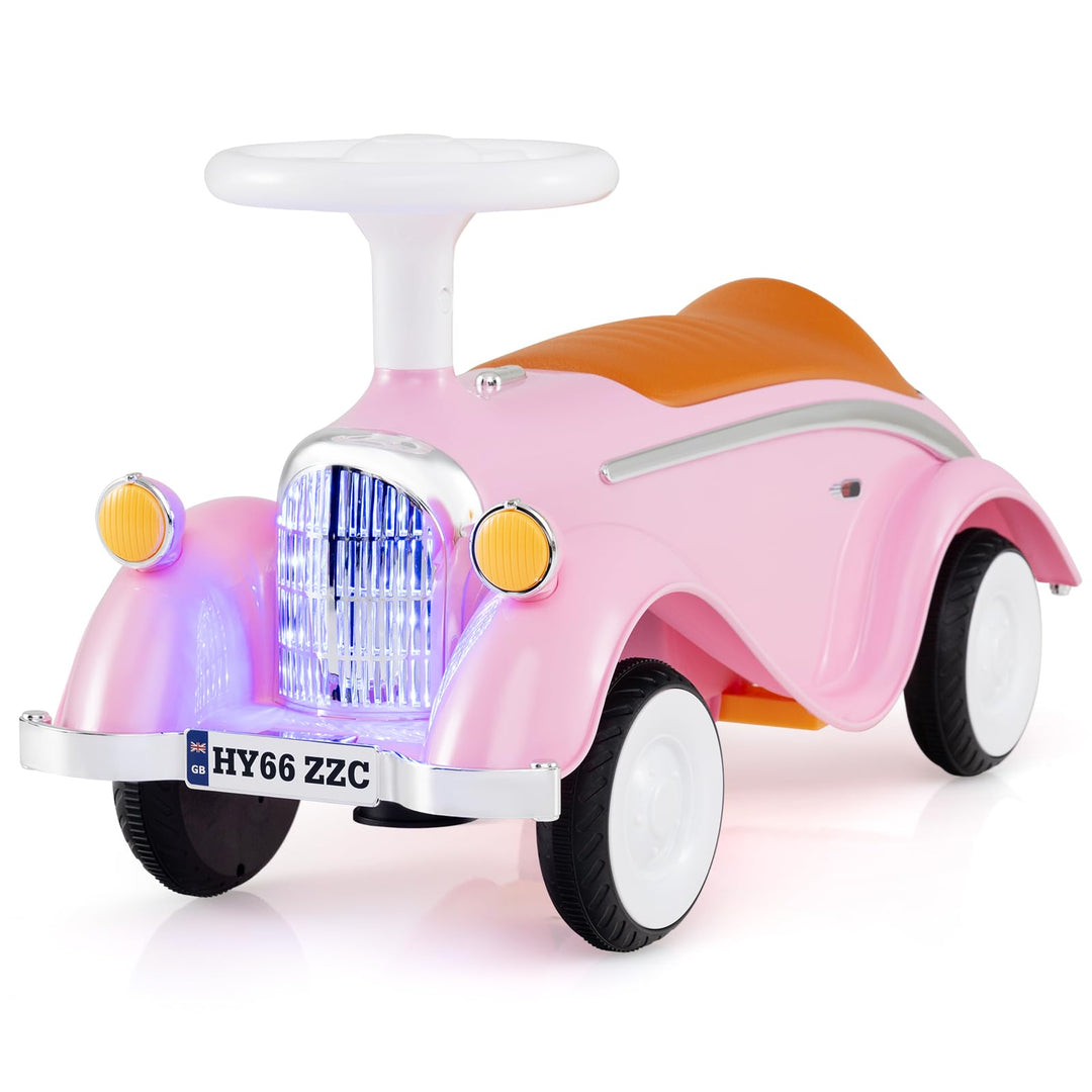 COSTWAY Rutschauto, klassisches Rutschfahrzeug mit Lenkrad & Hupe & LED-Scheinwerfer, Kinderfahrzeug