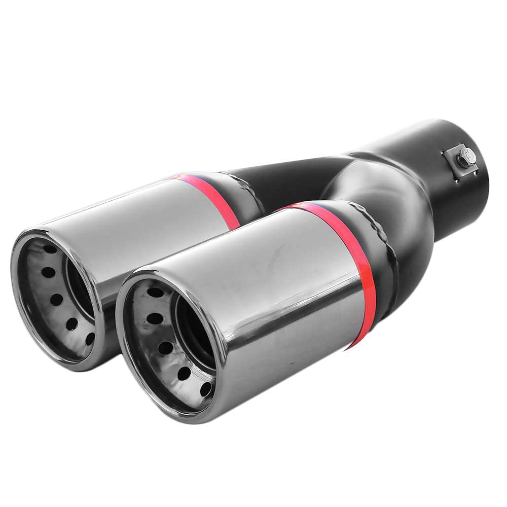 Doppel Auspuffblende Endrohr Auspuff Universell Schalldampf Doppelendrohr Sport Sportauspuff Blende