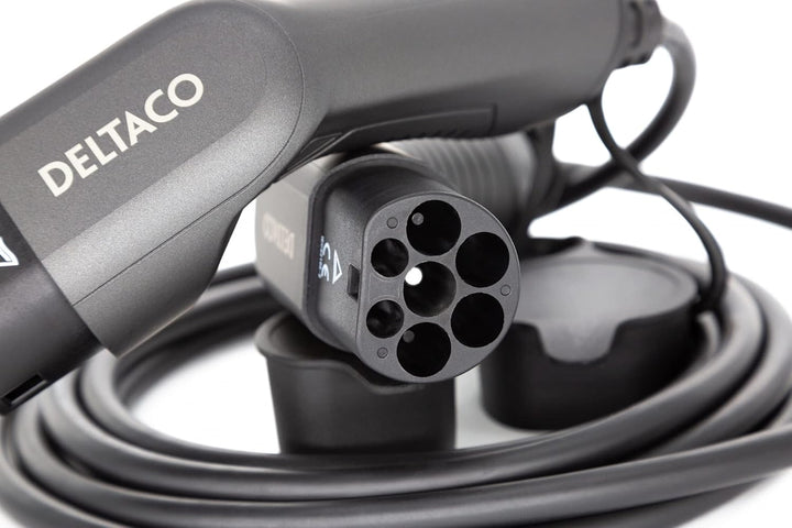 DELTACO Typ 2 EV-Ladekabel für E-Autos und Hybrid Fahrzeuge, Elektroauto Charger Mennekes Kabel, Kom
