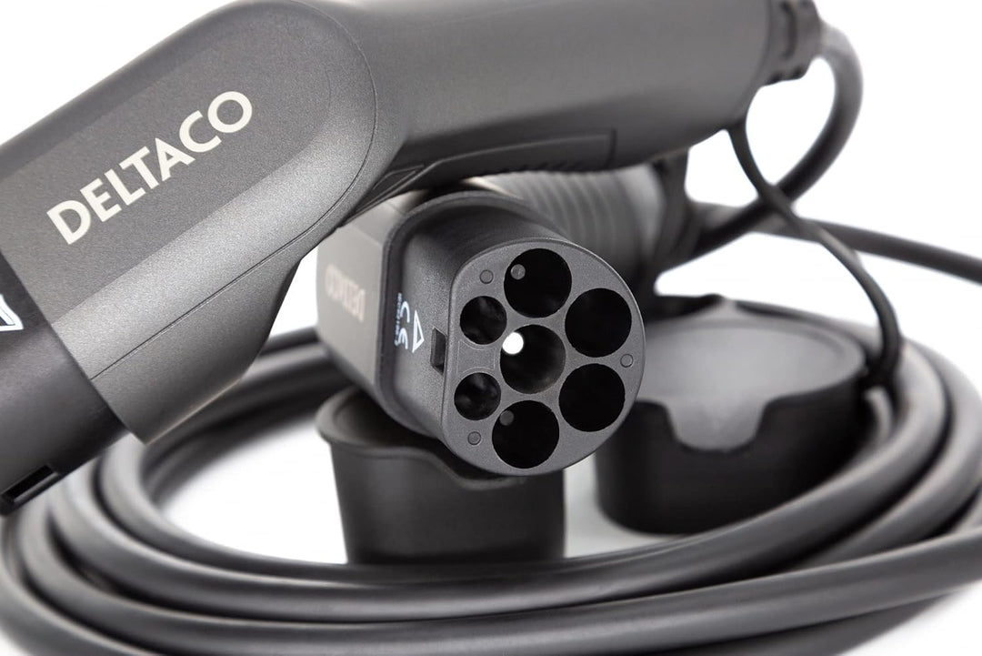DELTACO Typ 2 EV-Ladekabel für E-Autos und Hybrid Fahrzeuge, Elektroauto Charger Mennekes Kabel, Kom