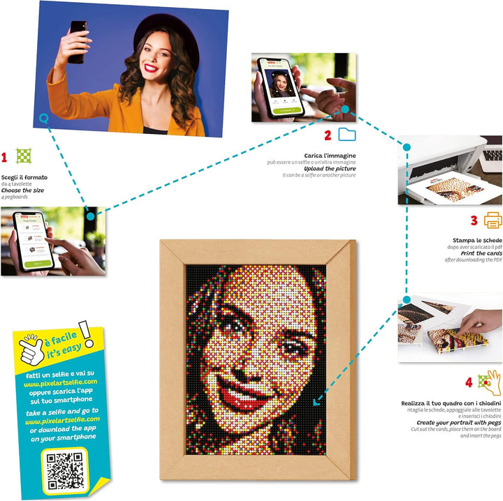 Quercetti Pixel Art 4 Selfie-Mosaik-Set – Verwandeln Sie jedes Foto in Mosaikkunst mit 4800 Klammern