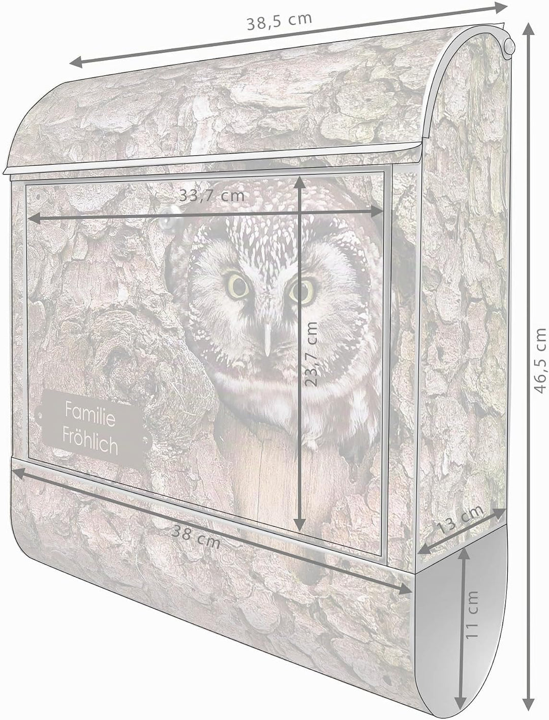 banjado Design Briefkasten personalisiert 38,5x46,5x13cm & 2 Schlüssel - Briefkasten Stahl Silber Ze