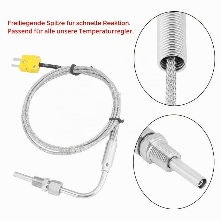 Walfront - Thermoelement Typ K, Temperaturfühler 1/8 Zoll (3 mm) NPT-Gewinde, Abgastemperatursonde m