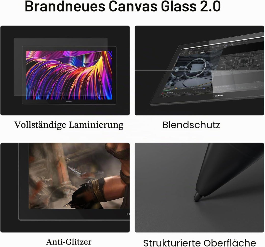 HUION Kamvas Pro 27 4K UHD Gafiktablett mit Display, PenTech 4.0 Batteriefreier Stylus mit 2nd Gen A