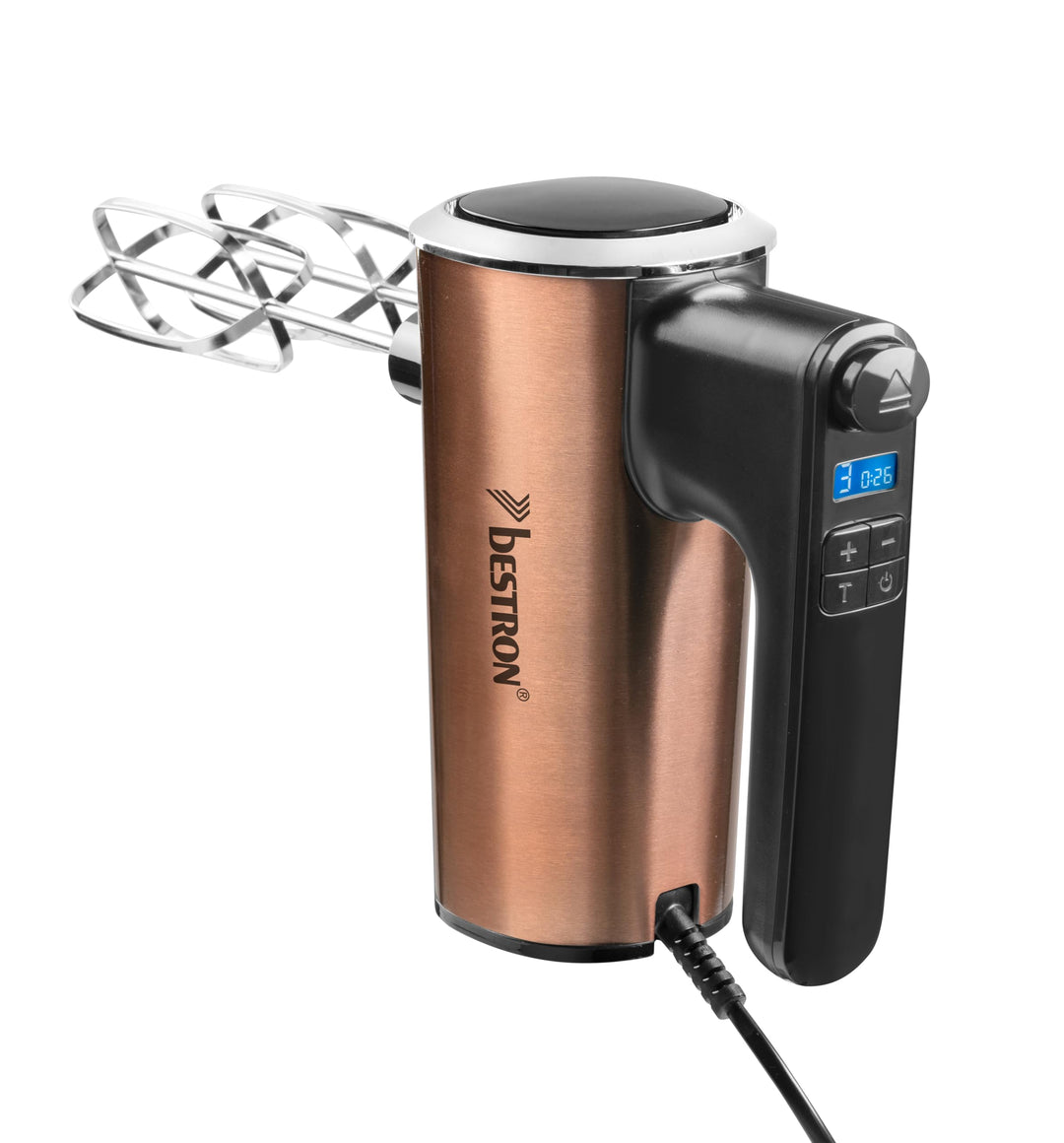 Bestron Power Handmixer, Leistungsstarker Handmixer mit 6 Stufen, Turbo-Funktion & LCD-Display, Rühr