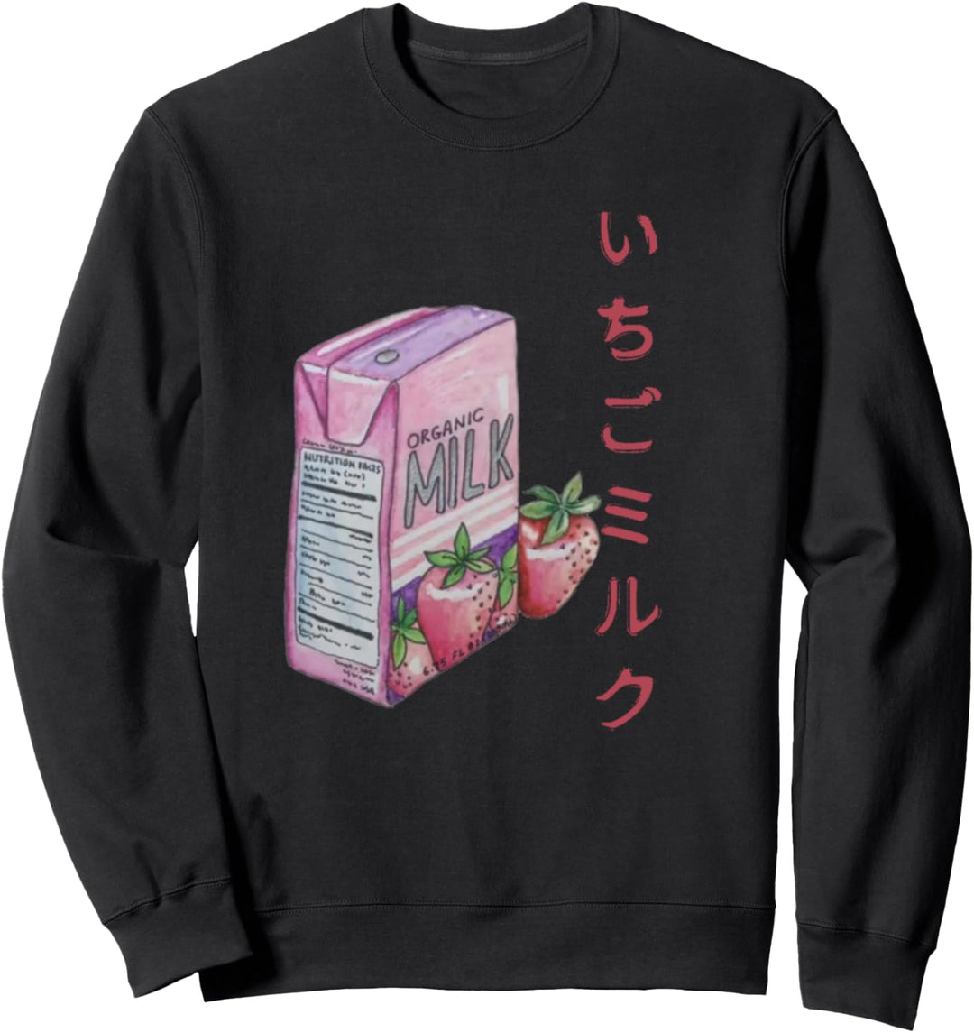 Japanischer Erdbeermilchkarton Geschrieben in Japanisch Sweatshirt
