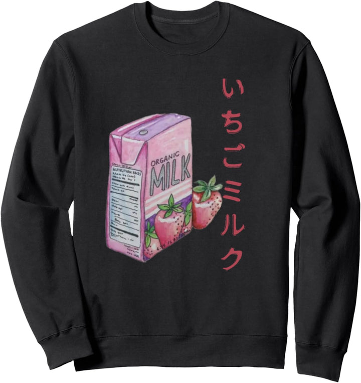 Japanischer Erdbeermilchkarton Geschrieben in Japanisch Sweatshirt