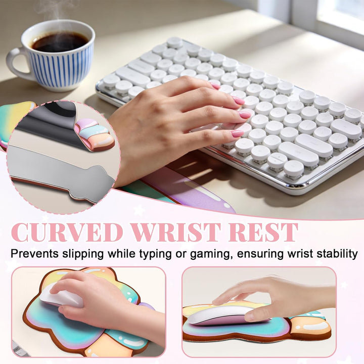Ergonomisches Mauspad, Handauflage Tastatur Set mit Memory Schaum & rutschfestem PU, 3-in-1 Wrist Re