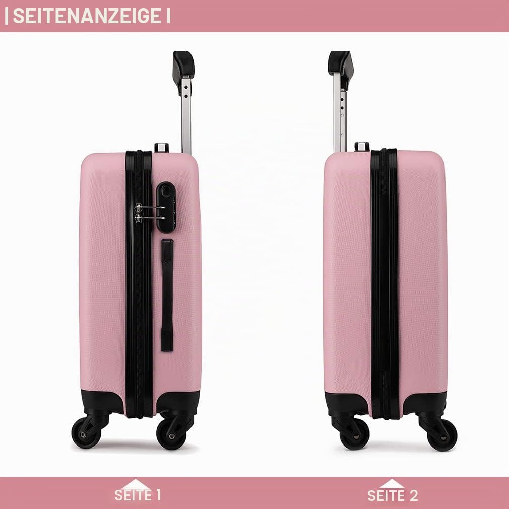 KONO Koffer Reisekoffer Gross Trolley Hartschale ABS Gepäck 4 Rollen Spinner Rollenkoffer (Pink, Gro