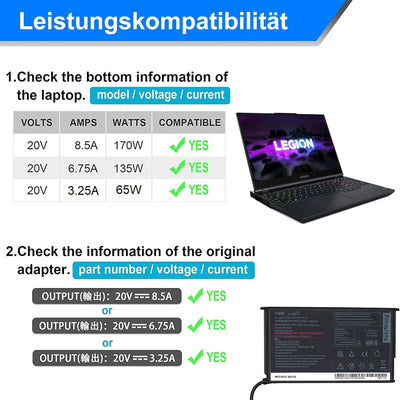 𝐍𝐞𝐮𝐞𝐬 170W 135W Laptop Ladegerät,für Lenovo ThinkPad P53 P70 P71 P72 P73 W540 Legion Y7000 Y7000P Y9