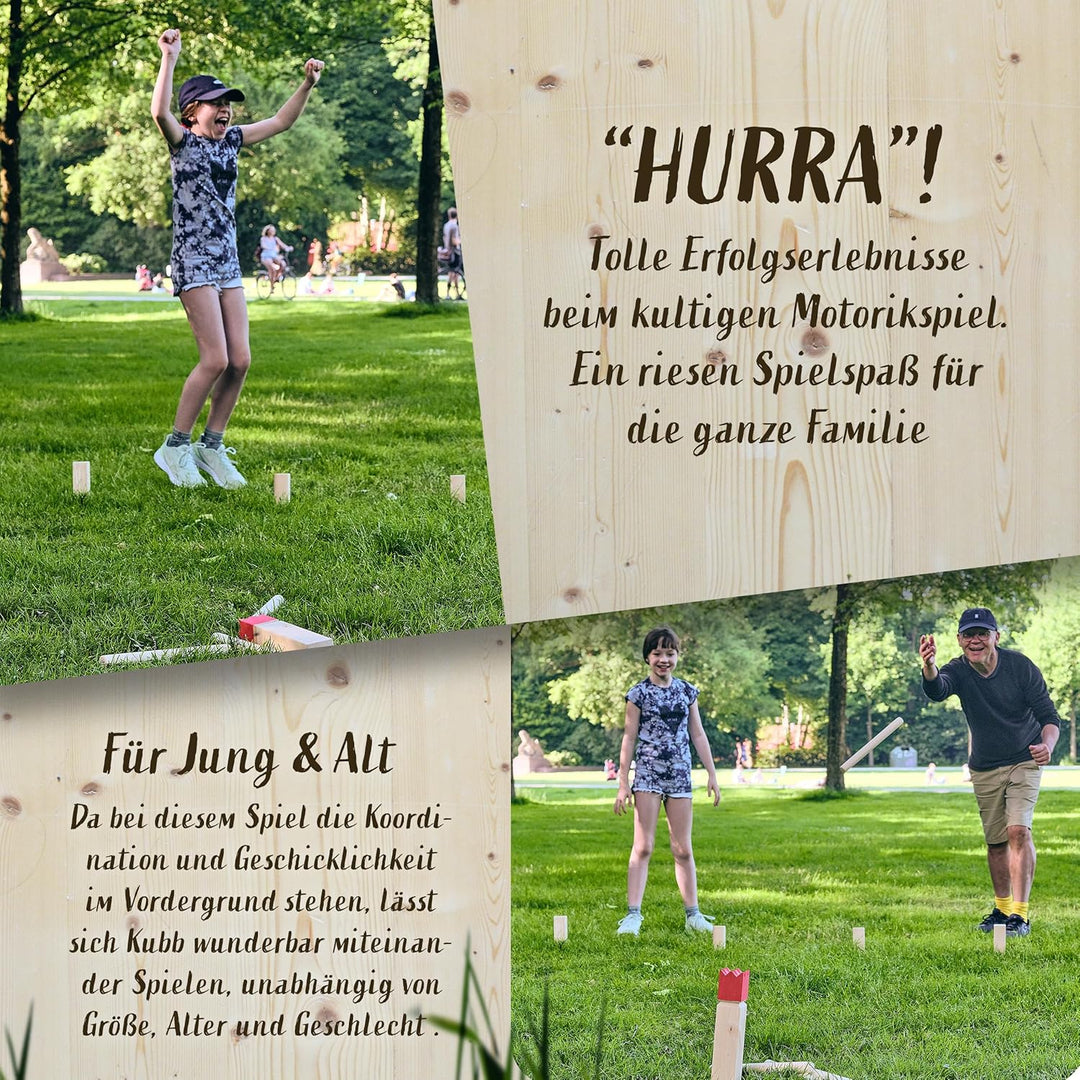 Ocean 5 Kubb - Original Wikinger Wurfspiel für Draussen - Holz Schach Kegel Spiel aus Skandinavien -