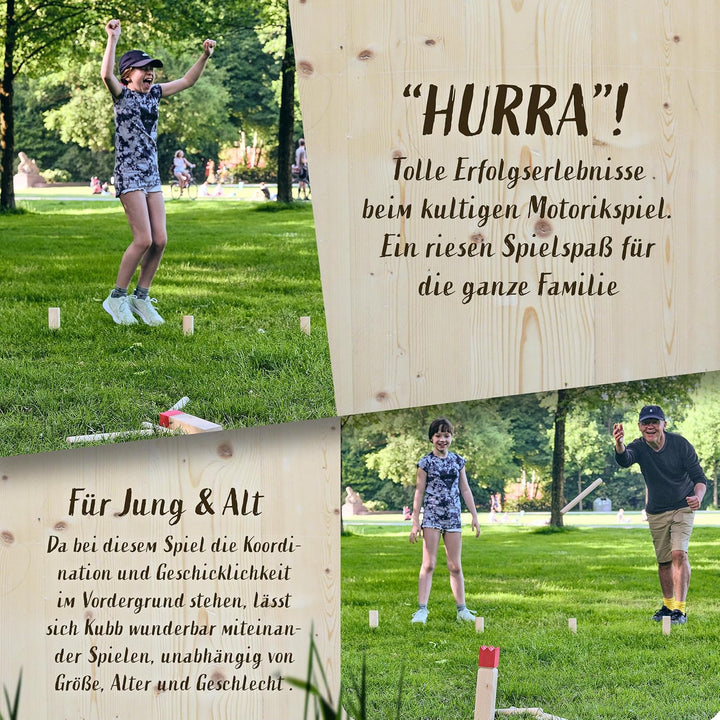 Ocean 5 Kubb - Original Wikinger Wurfspiel für Draussen - Holz Schach Kegel Spiel aus Skandinavien -