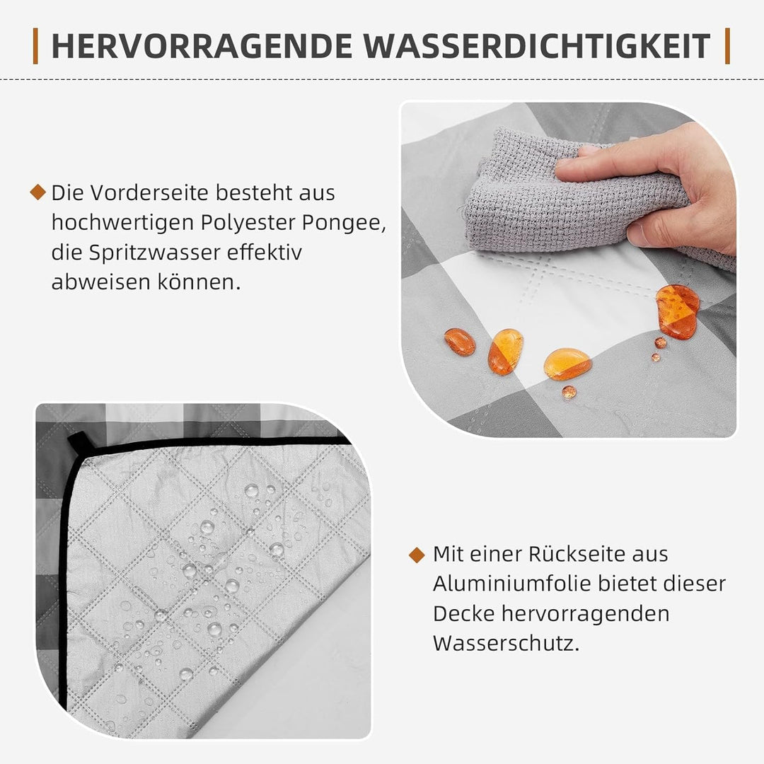 HAUSPROFI Picknickdecke 200x200cm, wasserdicht & isoliert - XXL Outdoor Decke für Picknick, Strand,