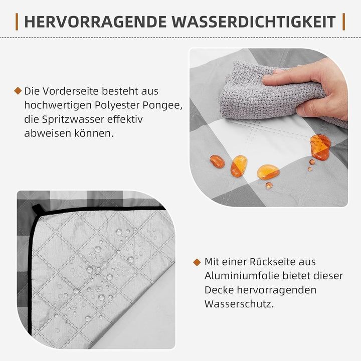 HAUSPROFI Picknickdecke 200x200cm, wasserdicht & isoliert - XXL Outdoor Decke für Picknick, Strand,