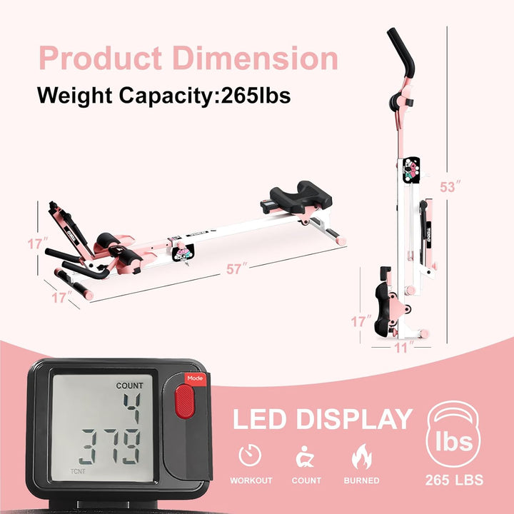 TODO 3 in 1 Rudergerät für zuhause, Multifunctionale Rudermaschine mit 2 Intensitäten Anstellbar, Ab