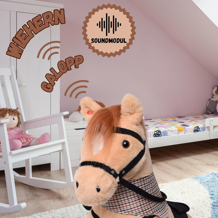 TE-Trend Pferd, 70 cm – Das perfekte Reitpferd für Kinder mit Sattel, Zaumzeug und Steigbügeln. EIN