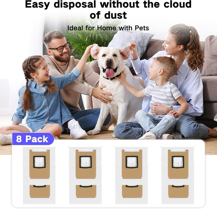 VIEWALL 8 Stück Staubbeutel kompatibel mit Eufy E25 Omni/E28 Omni/C28 Omni Roboterstaubsauger, 4-lag