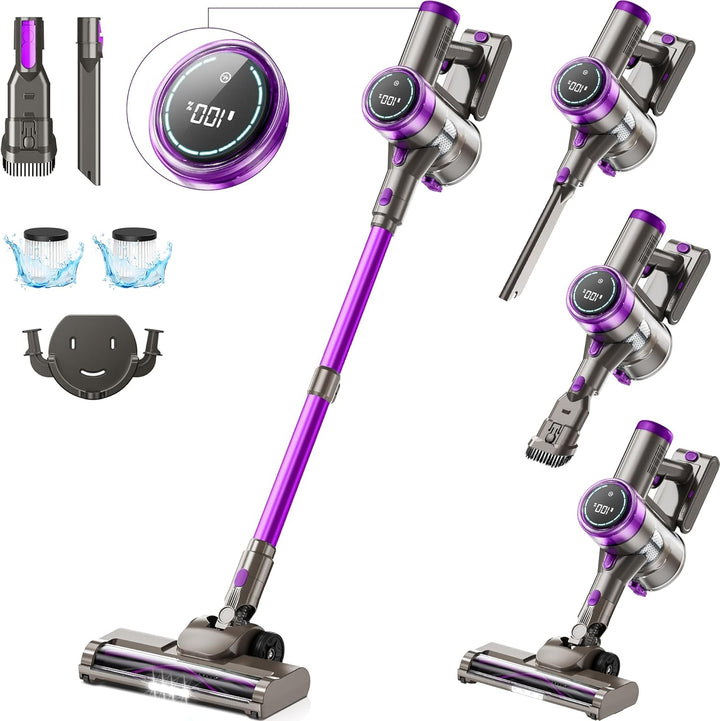 Suafsu Akku Staubsauger Kabellos 45000Pa 550W Akkusauger - Bis zu 65 Min Laufzeit mit LED Display un