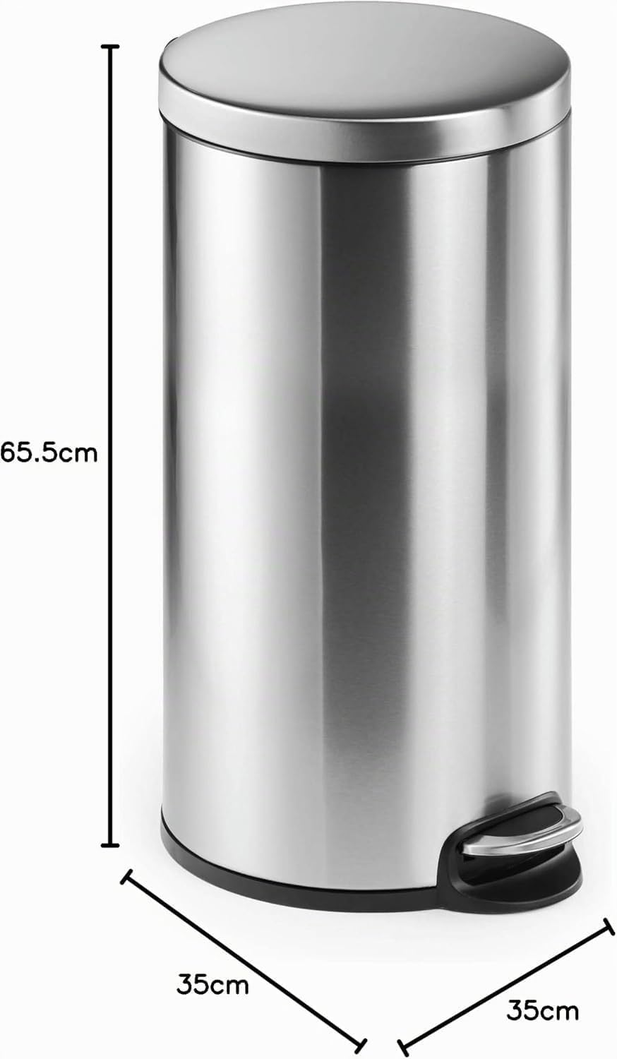Durable Treteimer Edelstahl rund 30, mit Absenkautomatik und herausnehmbaren Inneneimer 30 L, 1 Stüc