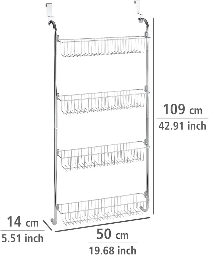 WENKO Tür-Regal, Hänge-Regal mit 4 grossen Ablagen für Haushalts-Utensilien, ideal für Küchenzubehör