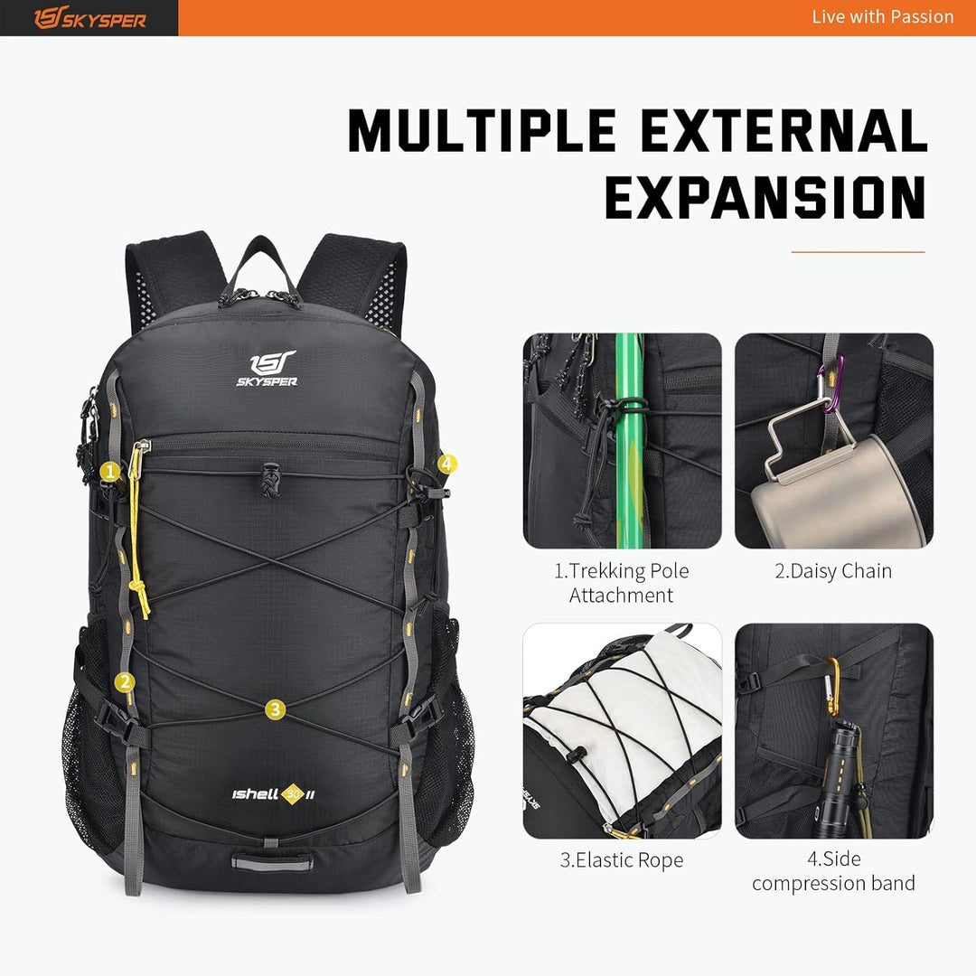 SKYSPER ISHELL 30 Faltbarer Rucksack 30L Ultra-leicht Tagesrucksack Verstaubar Daypack Wasserfest Wa