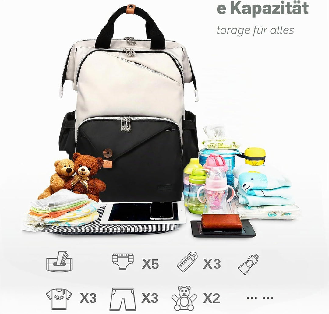 Hap Tim Baby-Wickeltasche für Jungen und Mädchen, grosser Rucksack, Wickeltaschen mit Doppelfächern,