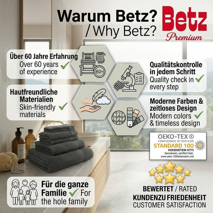 Betz 10-TLG. Handtuch-Set Premium 100% Baumwolle 2 Duschtücher 4 Handtücher 2 Gästetücher 2 Waschhan