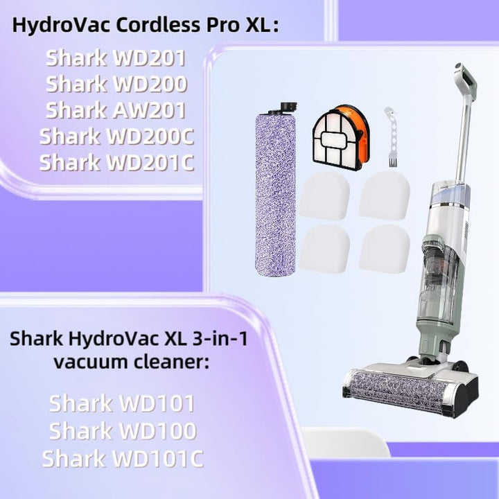 Ersatz Bürstenrolle und Filter-Kit für Shark HydroVac Zubehör WD101 WD201 WD100 Staubsauger, kompati