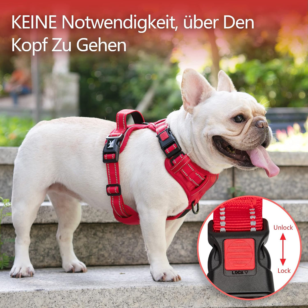 PoyPet Hundegeschirr ohne Zug, Reflektierendes Hundegeschirr für mittelgrosse Hunde ohne Würgen, ver
