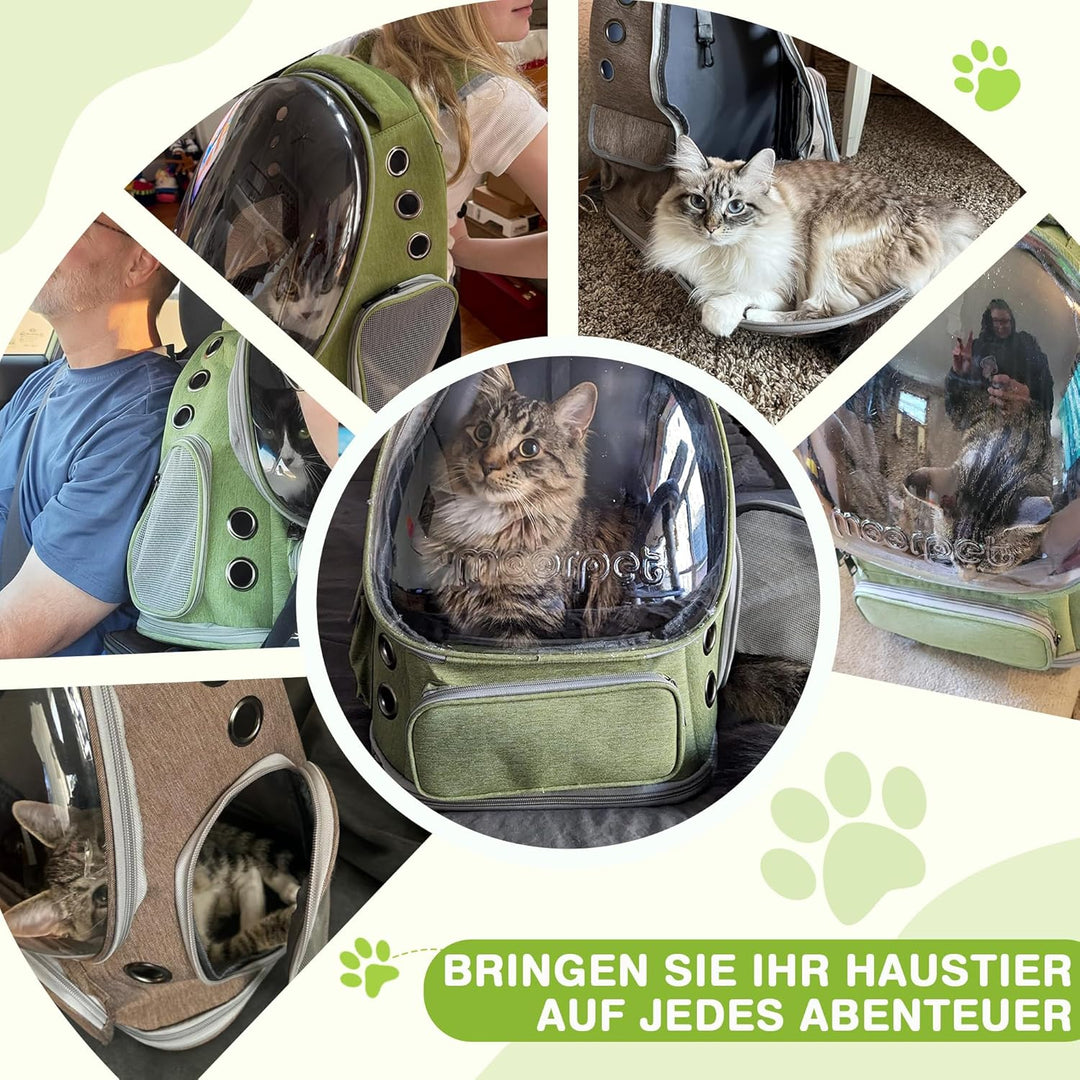 ALLSOPETS Katzenrucksack, Atmungsaktiver Bubble Rucksack für Katzen und Kleine Hunde bis zu 7,5kg, T