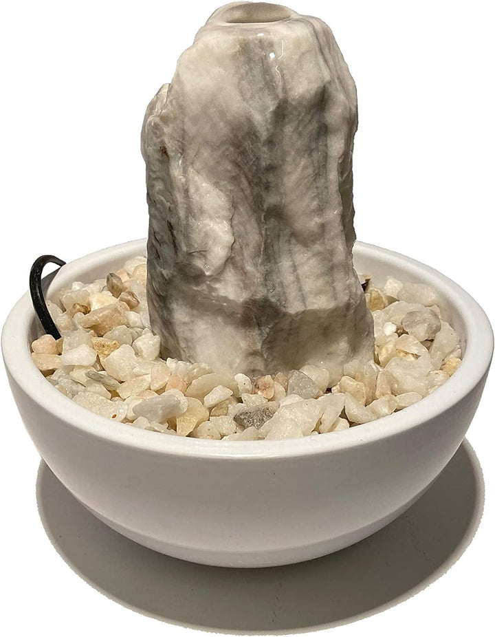 Troesters Brunnenwelt MS-02 Zimmerbrunnen, edler Marmor Quellstein, Kleiner Tischbrunnen für zu Haus