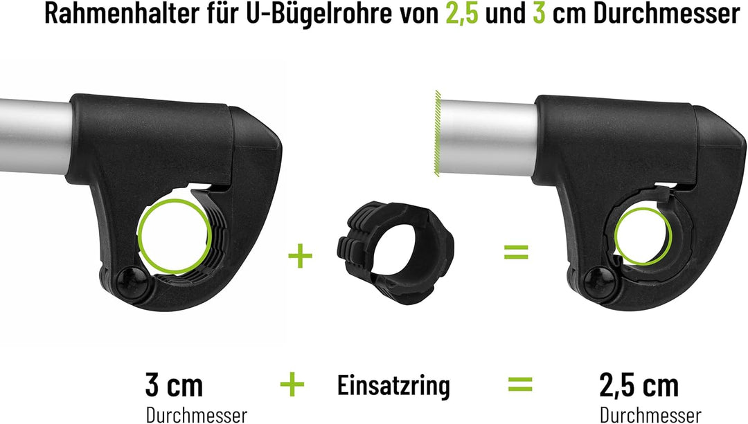 Strap Rahmenhalter kurz Ø 25+30mm, Schwarz/Silber