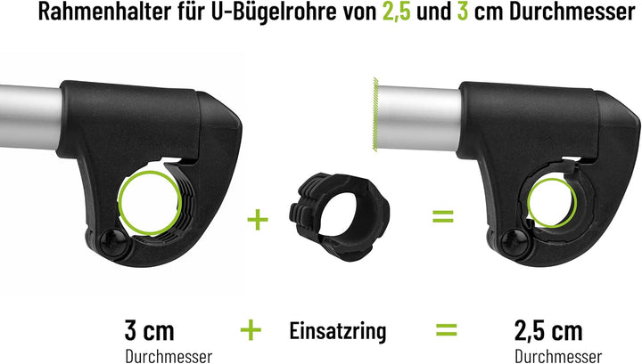 Strap Rahmenhalter kurz Ø 25+30mm, Schwarz/Silber
